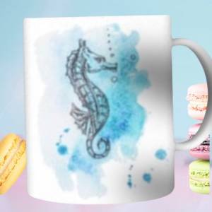Personalisierte Becher Kaffeebecher Keramikbecher Teetasse Tasse Nautic Watercolor Bild 4