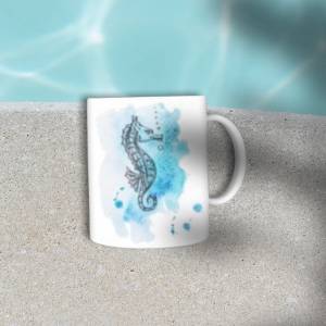 Personalisierte Becher Kaffeebecher Keramikbecher Teetasse Tasse Nautic Watercolor Bild 6