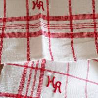 Sehr große Handtücher 4-tlg., Küchentücher Geschirrtücher Trockentücher, Leinen Halbleinen, unbenutzt, rot-weiß Bild 4