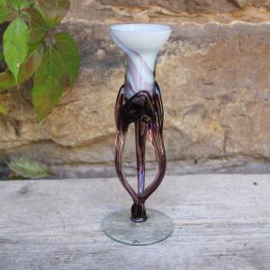 Fadenfuß Kerzenständer Glasobjekt Studioglas Amethyst Glas mundgeblasen 60er 70er Jahre Vintage Bild 1