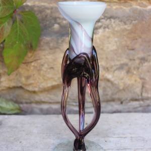 Fadenfuß Kerzenständer Glasobjekt Studioglas Amethyst Glas mundgeblasen 60er 70er Jahre Vintage Bild 2