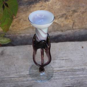 Fadenfuß Kerzenständer Glasobjekt Studioglas Amethyst Glas mundgeblasen 60er 70er Jahre Vintage Bild 3
