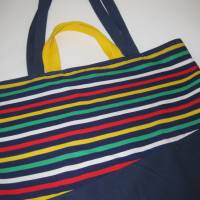 Stofftasche bunt gestreift aus Baumwolle mit vier Henkeln für Einkauf und Freizeit Bild 4