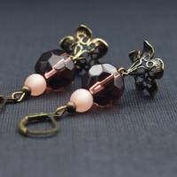 Ohrringe mit rose farbenen Perlen, filligrane Blüten Bild 5