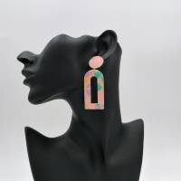große rosa Ohrringe mit Konfetti Muster Bild 5