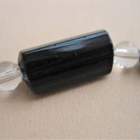 Armband aus schwarzem Turmalin und Bergkristall mit Schörl Naturkristall auf Elastikband in verschiedenen Längen Bild 6