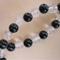 Armband aus schwarzem Turmalin und Bergkristall mit Schörl Naturkristall auf Elastikband in verschiedenen Längen Bild 7