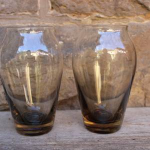 2er Set Rauchglas Vasen mundgeblasen 60er 70er Jahre Vintage Bild 1