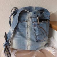 Jeans-Beutel-Tasche mit Innen-und Außentaschen, Upcycling, Unikat hessmade Bild 1