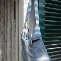 Jeans-Beutel-Tasche mit Innen-und Außentaschen, Upcycling, Unikat hessmade Bild 4