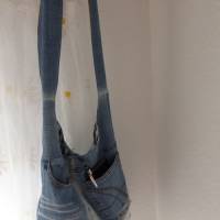 Jeans-Beutel-Tasche mit Innen-und Außentaschen, Upcycling, Unikat hessmade Bild 9