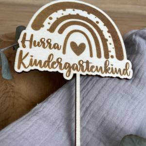 Caketopper "Hurra Kindergartenkind" / Kuchendeko Regenbogen Kindergarten Bild 2