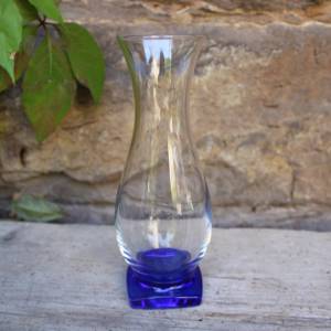 Vase blaues Glas mundgeblasen Lauscha 70er Jahre Vintage DDR GDR Bild 1
