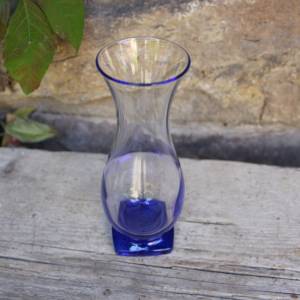 Vase blaues Glas mundgeblasen Lauscha 70er Jahre Vintage DDR GDR Bild 3