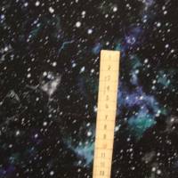 Sweat French Terry Galaxy Sterne Weltraum Space Universum schwarz blau türkis weiß Sweatshirtstoffe Stoffe Meterware Bild 2