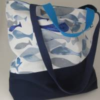 Stofftasche maritim aus Baumwolle mit vier Henkeln für Einkauf und Freizeit Bild 1
