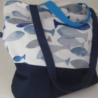 Stofftasche maritim aus Baumwolle mit vier Henkeln für Einkauf und Freizeit Bild 3