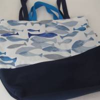 Stofftasche maritim aus Baumwolle mit vier Henkeln für Einkauf und Freizeit Bild 4