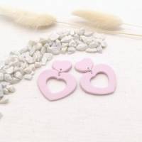 Große rosa Statement Ohrringe Herz aus Polymer Clay Bild 1