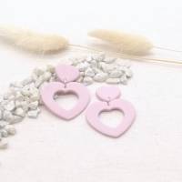 Große rosa Statement Ohrringe Herz aus Polymer Clay Bild 3