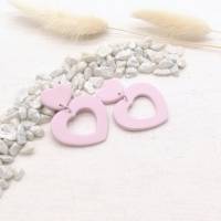 Große rosa Statement Ohrringe Herz aus Polymer Clay Bild 4