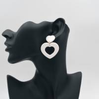 Große rosa Statement Ohrringe Herz aus Polymer Clay Bild 6