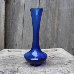 Vase blaues Glas mundgeblasen Lauscha 70er Jahre Vintage DDR GDR Bild 1