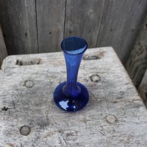 Vase blaues Glas mundgeblasen Lauscha 70er Jahre Vintage DDR GDR Bild 3