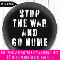 Charity Button Stop the War and go Home in schwarz Bild 1