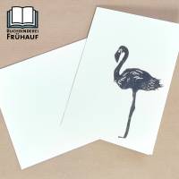Linoldruck Klappkarte Flamingo Grußkarte Bild 1