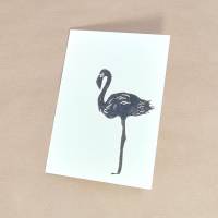 Linoldruck Klappkarte Flamingo Grußkarte Bild 2