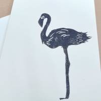 Linoldruck Klappkarte Flamingo Grußkarte Bild 4