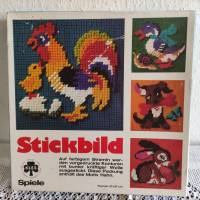 Vintage Stickbild für Kinder - Hahn mit Küken - Klee Spiele Bild 1