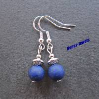 Edelstein Ohrhänger Lapislazuli blau Ohrringe Perlen mit Ohrhaken aus Silber 925 Handgefertigt Bild 1