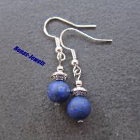 Edelstein Ohrhänger Lapislazuli blau Ohrringe Perlen mit Ohrhaken aus Silber 925 Handgefertigt Bild 3