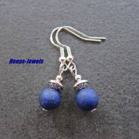 Edelstein Ohrhänger Lapislazuli blau Ohrringe Perlen mit Ohrhaken aus Silber 925 Handgefertigt Bild 4