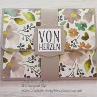 Gutscheinkarte: Von Herzen ~ Motiv: Blumen und Blätter ~ 10,5 x 8 cm Bild 1