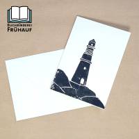 Linoldruck Klappkarte Leuchtturm Grußkarte Bild 1