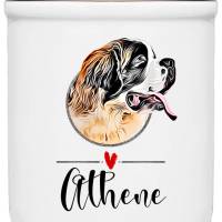 Keramik Leckerlidose BERNHARDINER mit Hunde-Silhouette - personalisiert mit Name Bild 1