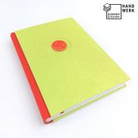 Notizbuch, Keramik maigrün rot, A5, 300 Seiten, handgefertigt Bild 1