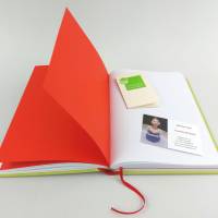 Notizbuch, Keramik maigrün rot, A5, 300 Seiten, handgefertigt Bild 6