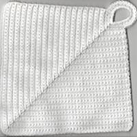 T0101 Topflappen / Untersetzer gehäkelt Handarbeit Baumwolle einer bunt meliert und einer in weiß Bild 3