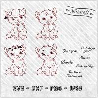Plotterdatei - Katzen - Kitty  - Gizmo - PNG - DXF + SVG - Datei - Mithstoff Bild 1