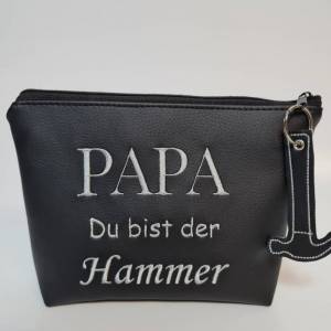 Kosmetiktasche  Papa du bist der Hammer Schminktasche Utensilientasche Kleinigkeiten Tasche mit Anhänger Hammer Bild 2