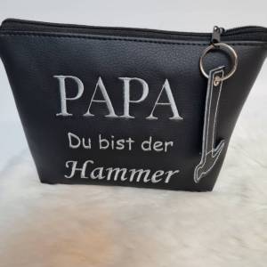 Kosmetiktasche  Papa du bist der Hammer Schminktasche Utensilientasche Kleinigkeiten Tasche mit Anhänger Hammer Bild 5