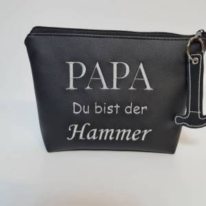 Kosmetiktasche  Papa du bist der Hammer Schminktasche Utensilientasche Kleinigkeiten Tasche mit Anhänger Hammer Bild 6
