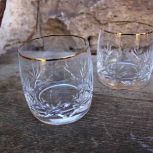 2 Whiskygläser mit Goldrand Kristallglas Vintage 60er 70er Jahre  DDR Bild 1