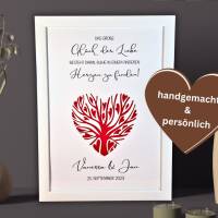 Personalisiertes Geldgeschenk zur Hochzeit - Hochzeitsgeschenk Glück der Liebe - Bilderrahmen Liebesbaum - Geschenkset Bild 2