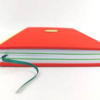 Notizbuch, Keramik maigrün rot, A5, 300 Seiten, handgefertigt Bild 4