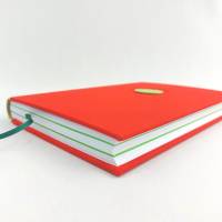 Notizbuch, Keramik maigrün rot, A5, 300 Seiten, handgefertigt Bild 5